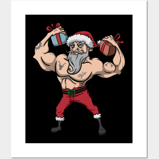 Workout Lifting Lifter Santa Claus Gym Christmas Fitness Posters and Art